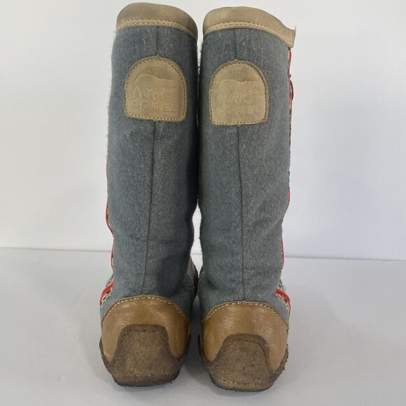SOREL Boots Norquay Womens US 6 Gray Wool Leather Fleece Winter Lined Side Zip - Picture 3 of 11